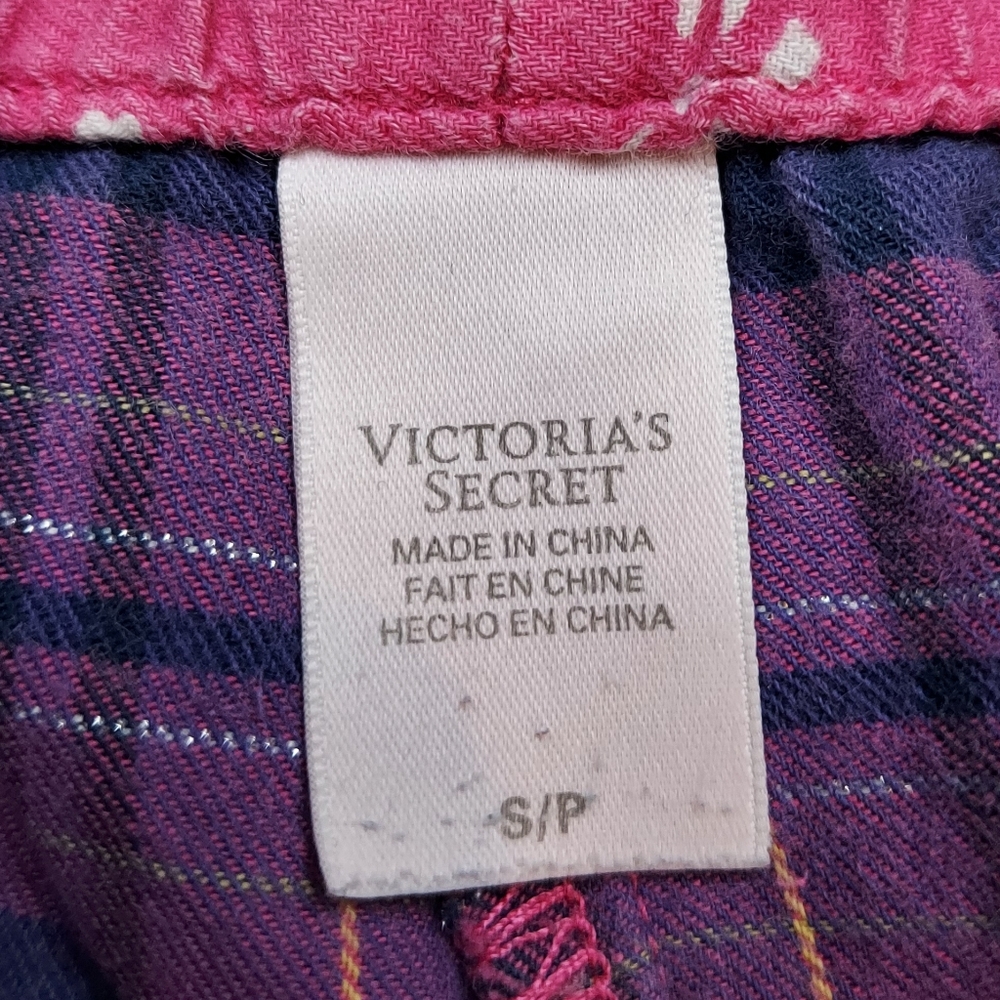 3/$20 Victoria's Secret Pink Purple Plaid Mid Rise Short Pajama Shorts Size S - Picture 6 of 9